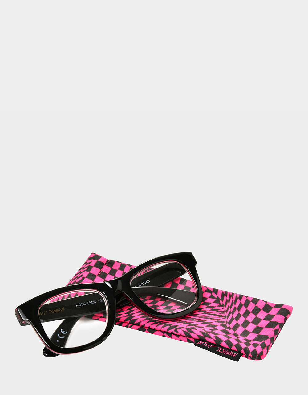 Betsey Johnson Special Offer | RADIATE JOY SQUARE READING GLASSES BLACK Women's Black Pink Way Frame Reading Glasses