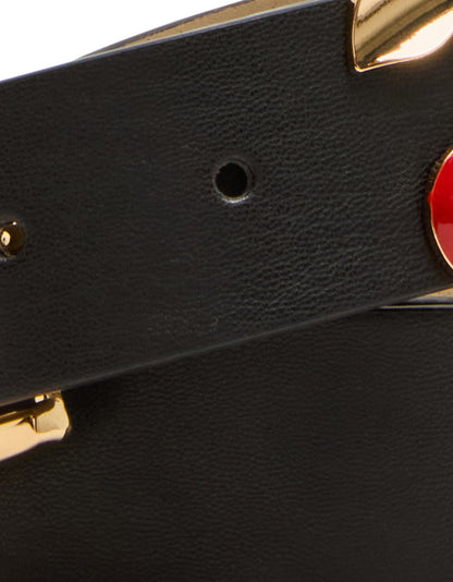 Betsey Johnson Featured | CHERRY KEEPER BELT 34MM BLACK Women's Black Faux Leather Cherry Charm Belt