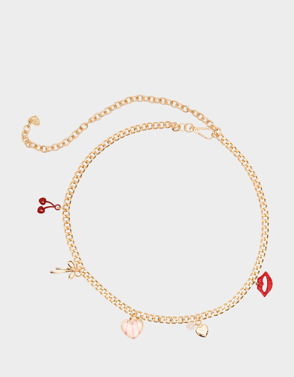 Betsey Johnson Popular | MULTI CHARM CHAIN BELT GOLD Women's Metal Charm Adjustable Belt