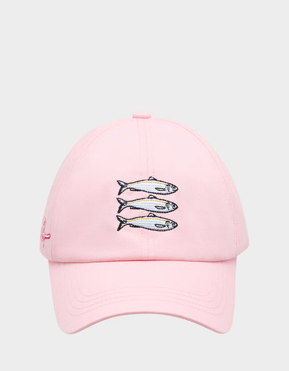 Betsey Johnson Everyday | SARDINE EMBROIDERED BASEBALL CAP Women's Pink Sardine Baseball Hat
