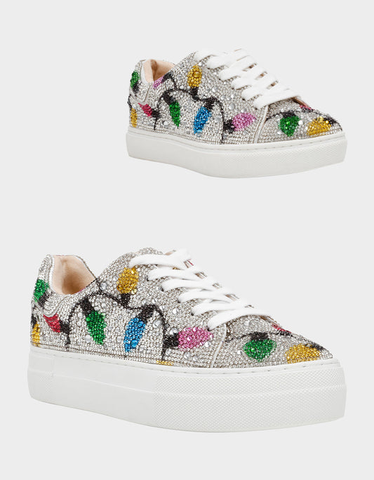 Betsey Johnson Exclusive | MOMMY & ME MULTI LIGHTS HOLIDAY BUNDLE Women's and Kid's Rhinestone Christmas Multicolor Lights Sidny Matching Sneakers