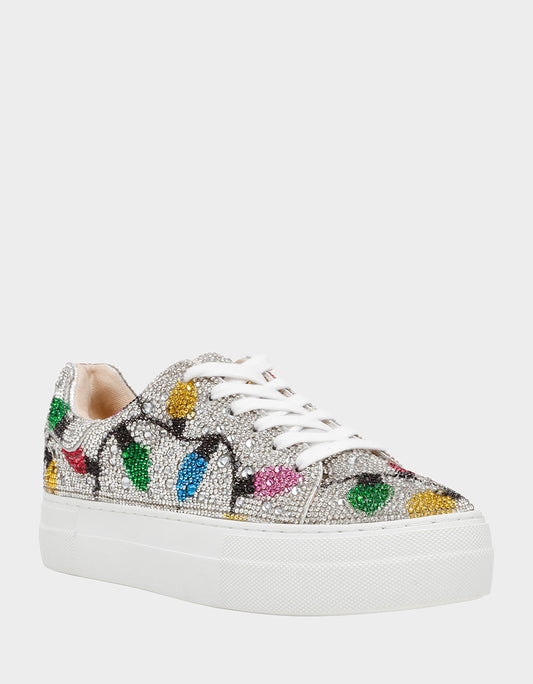 Betsey Johnson Exclusive | MOMMY & ME MULTI LIGHTS HOLIDAY BUNDLE Women's and Kid's Rhinestone Christmas Multicolor Lights Sidny Matching Sneakers