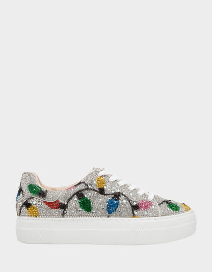 Betsey Johnson Exclusive | MOMMY & ME MULTI LIGHTS HOLIDAY BUNDLE Women's and Kid's Rhinestone Christmas Multicolor Lights Sidny Matching Sneakers