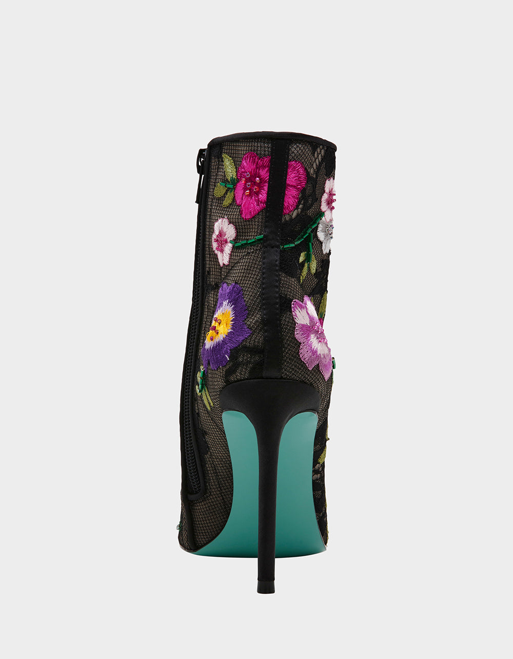Betsey Johnson New | ANITA BLACK MULTI FLORAL Pointed-Toe Heeled Ankle Boot