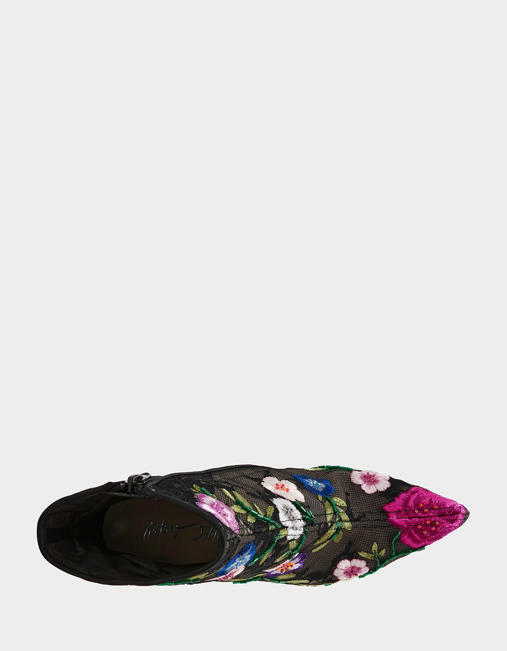 Betsey Johnson New | ANITA BLACK MULTI FLORAL Pointed-Toe Heeled Ankle Boot