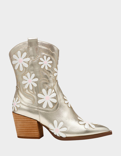 Betsey Johnson Discount | TEDDYY GOLD Western Pointed-Toe Ankle Boot