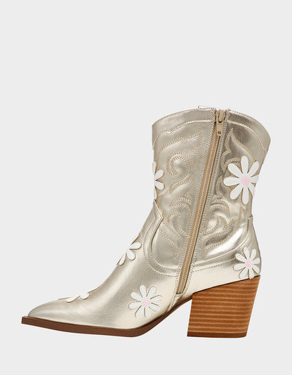 Betsey Johnson Discount | TEDDYY GOLD Western Pointed-Toe Ankle Boot
