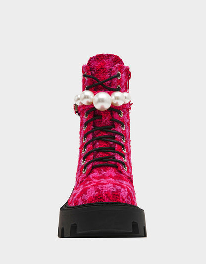 Betsey Johnson Customer Favorite | JONNIE FUCHSIA MULTI Lace-Up Platform Combat Women's Ankle Boot