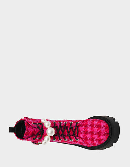 Betsey Johnson Customer Favorite | JONNIE FUCHSIA MULTI Lace-Up Platform Combat Women's Ankle Boot