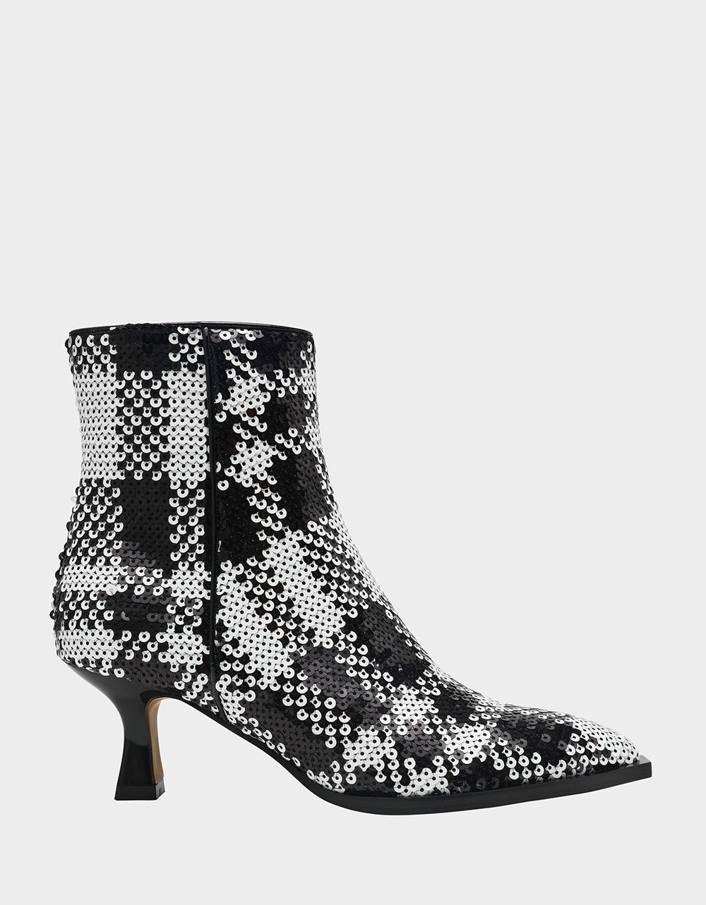 Betsey Johnson Best Price | LOUISA BLACK/WHITE PLAID Women's Pointed Toe Kitten Heel Ankle Bootie