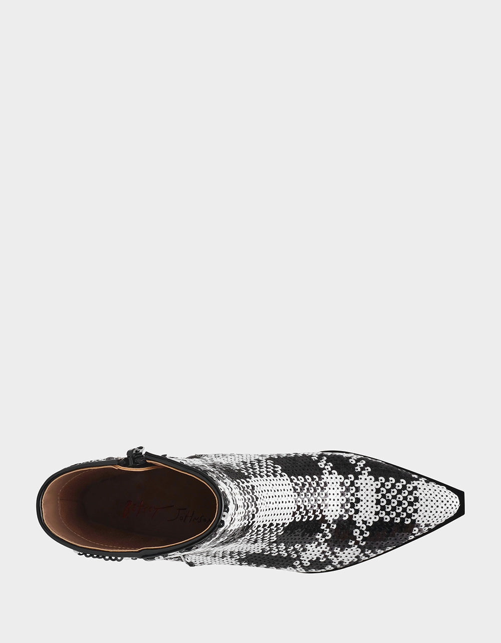 Betsey Johnson Best Price | LOUISA BLACK/WHITE PLAID Women's Pointed Toe Kitten Heel Ankle Bootie