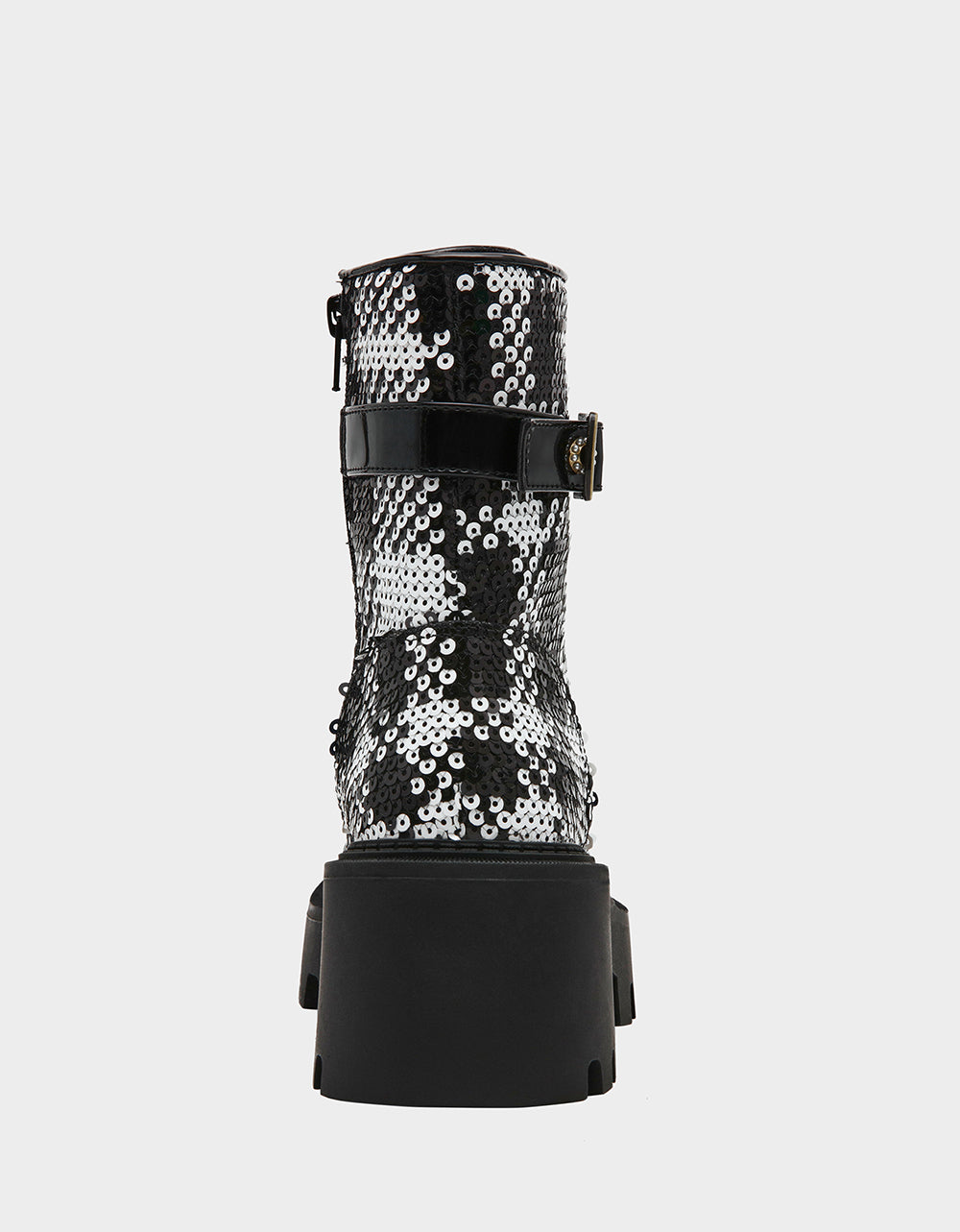 Betsey Johnson Everyday | JONNIE BLACK WHITE PLAID Lace-Up Platform Combat Women's Ankle Boot