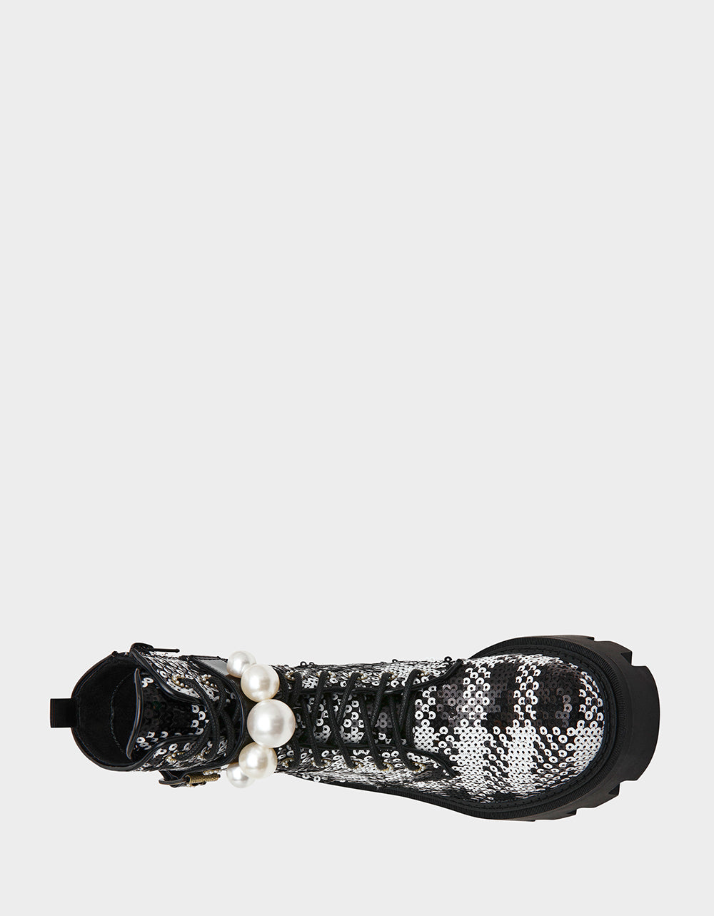 Betsey Johnson Everyday | JONNIE BLACK WHITE PLAID Lace-Up Platform Combat Women's Ankle Boot