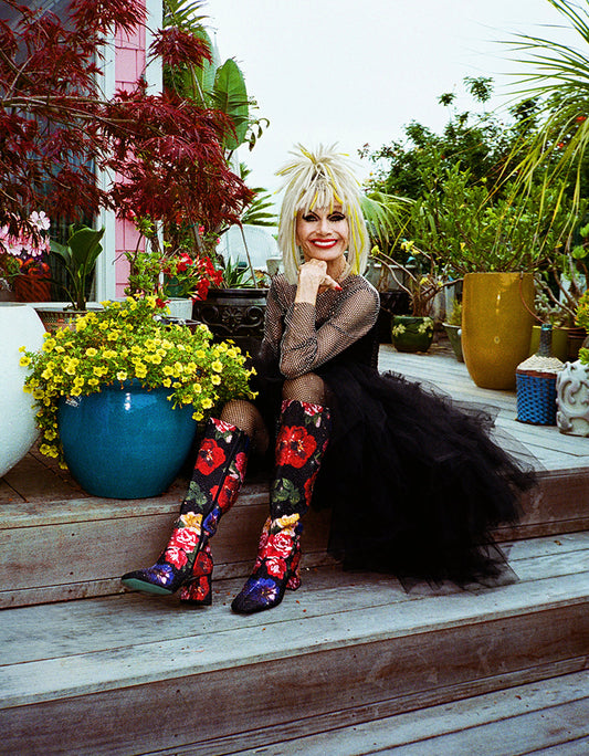 Betsey Johnson Smart Buy | AVON BLACK FLOWER MULTI Women's Knee High Rhinestone Floral Boots