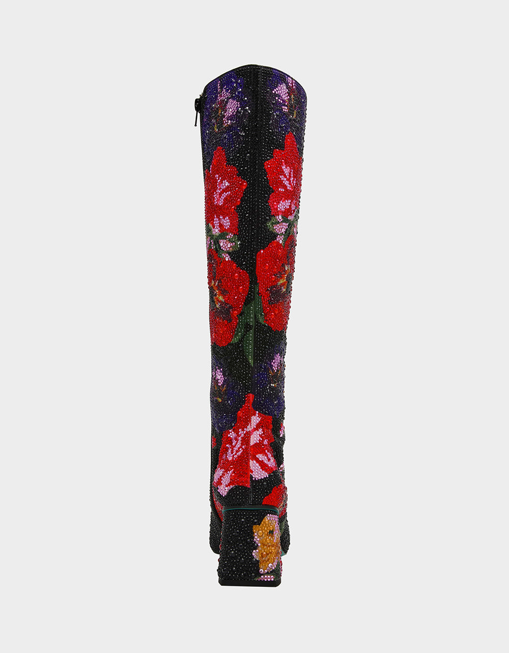 Betsey Johnson Smart Buy | AVON BLACK FLOWER MULTI Women's Knee High Rhinestone Floral Boots