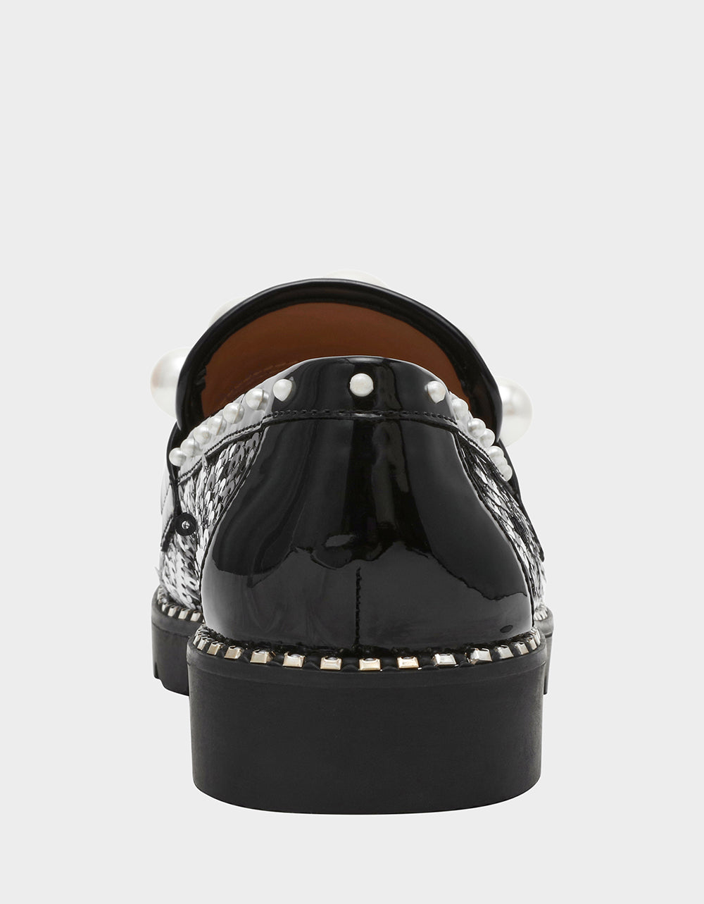 Betsey Johnson Premium | HARLOE BLACK WHITE PLAID Platfrom Pearl Embellished Women's Loafer
