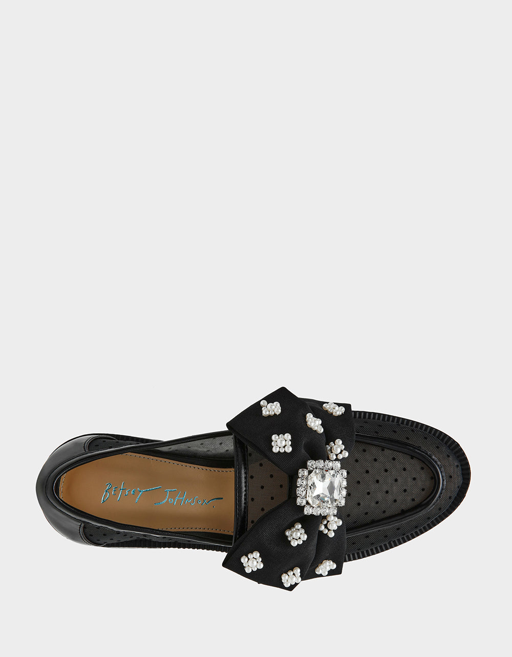 Betsey Johnson Smart Buy | SETH BLACK Women's Mesh Pearl Bow Slip-On Loafer