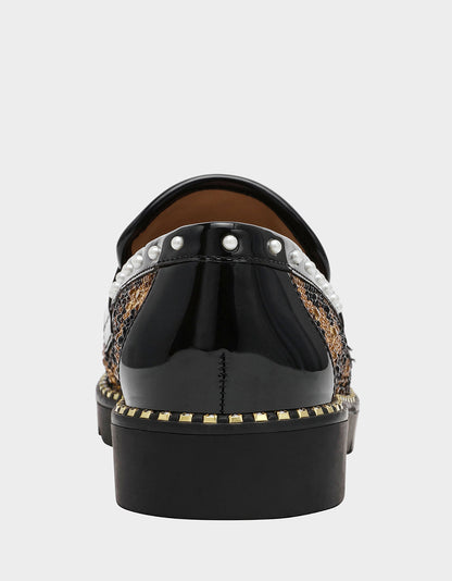 Betsey Johnson Quality | LYDIAA LEOPARD Rhinestone Embellished Platform Women's Loafer