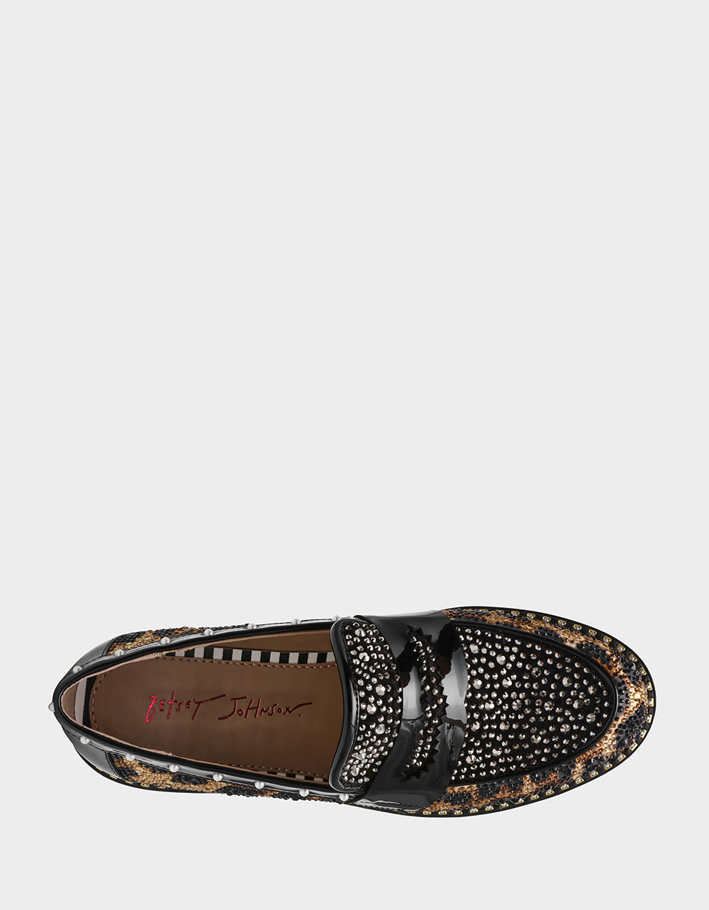 Betsey Johnson Quality | LYDIAA LEOPARD Rhinestone Embellished Platform Women's Loafer