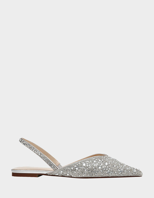 Betsey Johnson Popular | VANCE SILVER Rhinestone Slingback Flats