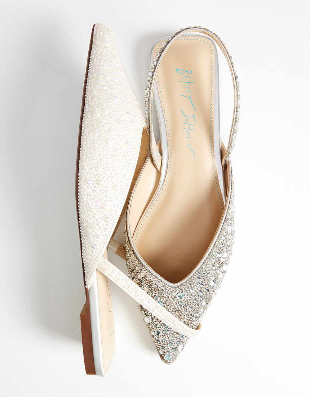 Betsey Johnson Popular | VANCE SILVER Rhinestone Slingback Flats