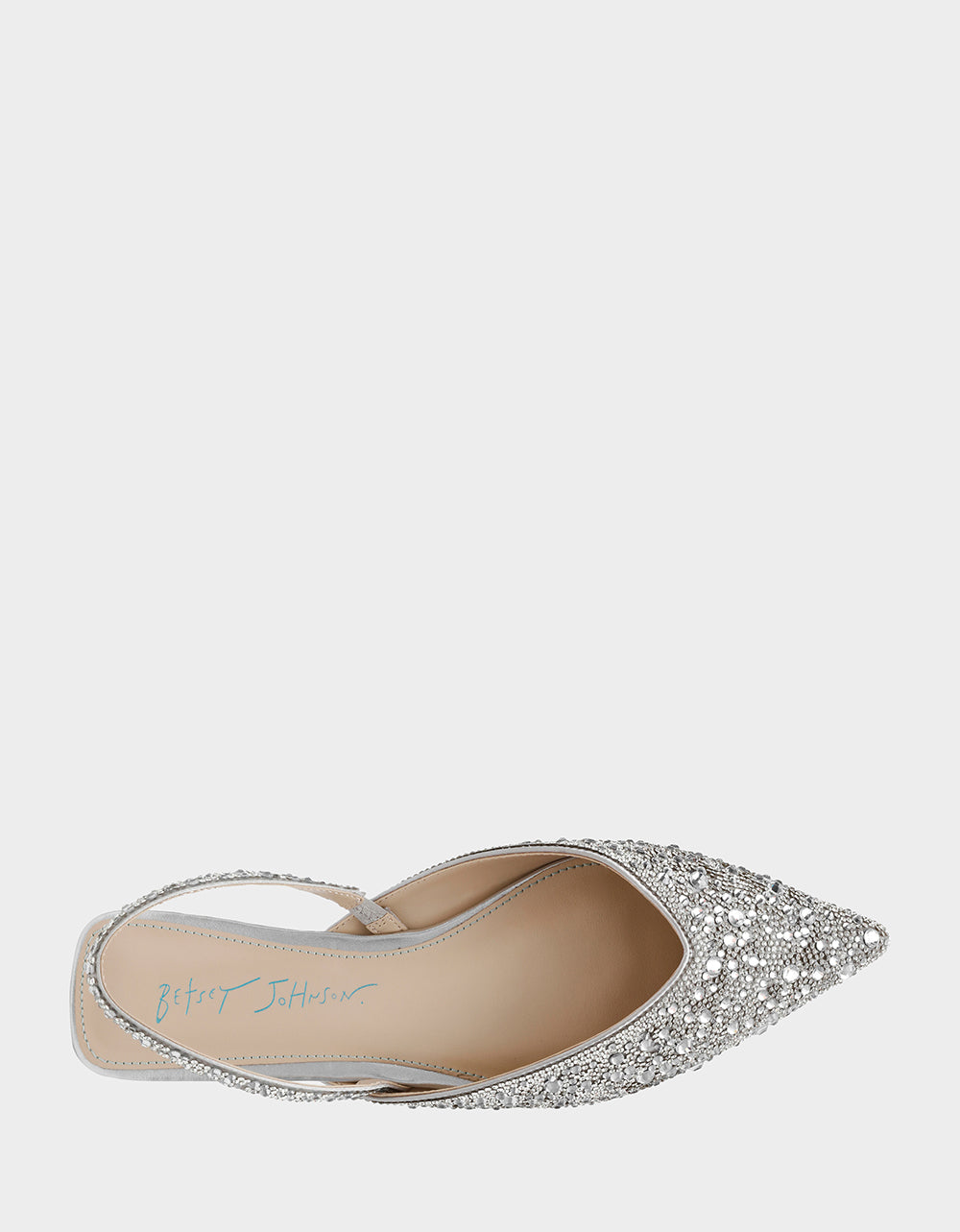 Betsey Johnson Popular | VANCE SILVER Rhinestone Slingback Flats