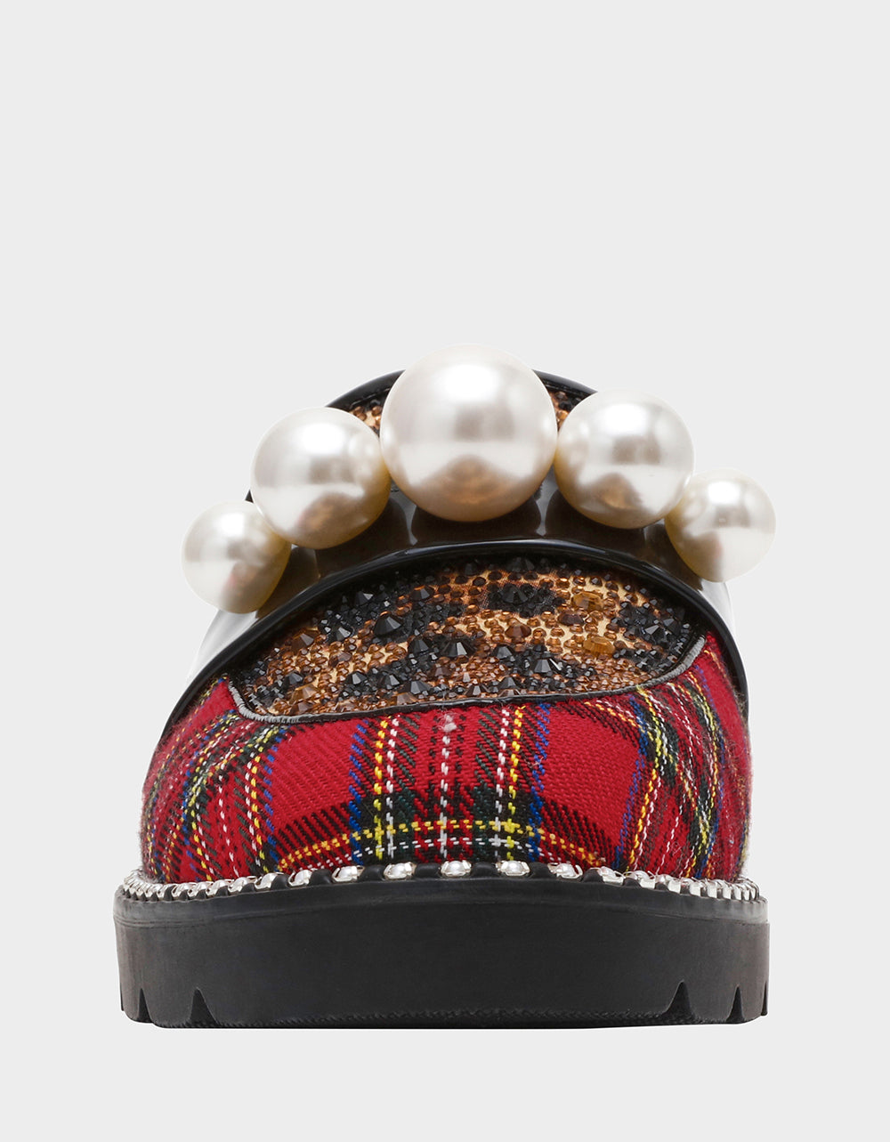 Betsey Johnson Trusted | HARLOE RED PLAID Platfrom Pearl Embellished Women's Loafer