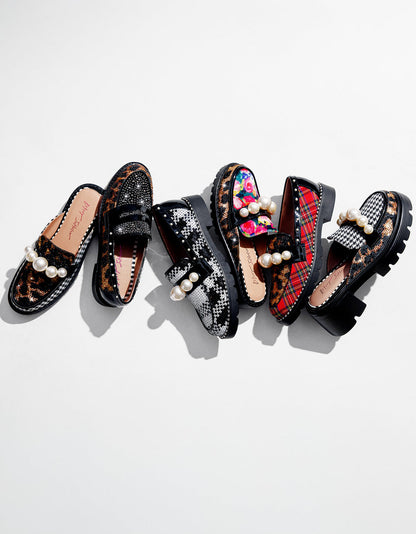 Betsey Johnson Trusted | HARLOE RED PLAID Platfrom Pearl Embellished Women's Loafer