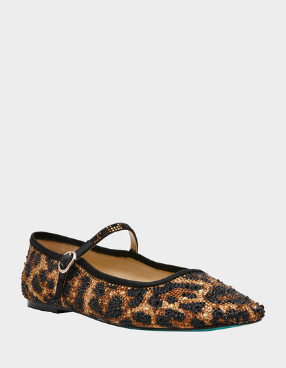 Betsey Johnson Sale | LOREL LEOPARD Women's Leopard Mary Jane Ballet Flat