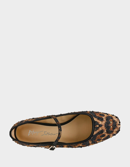 Betsey Johnson Sale | LOREL LEOPARD Women's Leopard Mary Jane Ballet Flat