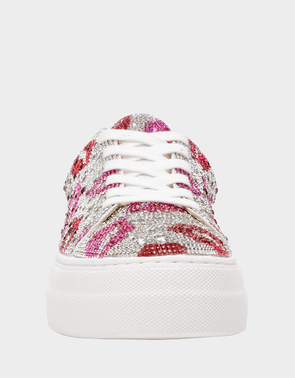 Betsey Johnson Quality | SIDNY MULTI LIPS Women's Rhinestone Platform Sneaker