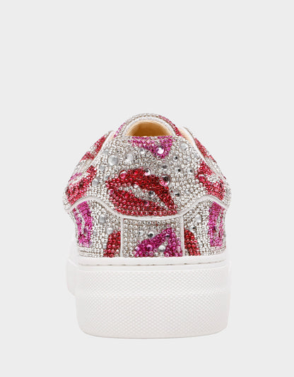 Betsey Johnson Quality | SIDNY MULTI LIPS Women's Rhinestone Platform Sneaker