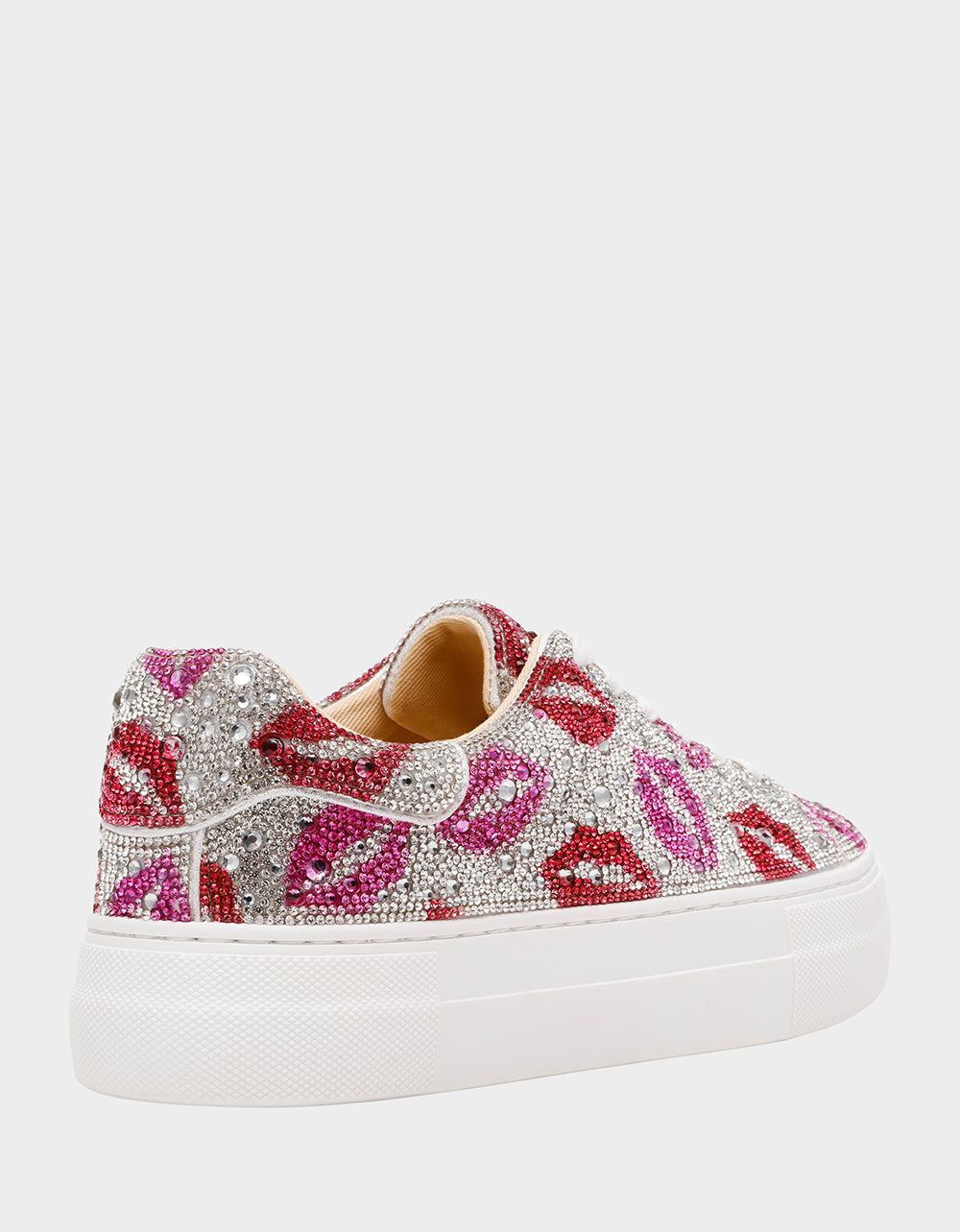 Betsey Johnson Quality | SIDNY MULTI LIPS Women's Rhinestone Platform Sneaker