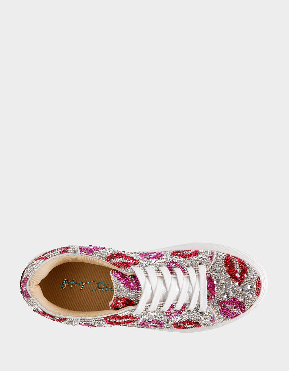 Betsey Johnson Quality | SIDNY MULTI LIPS Women's Rhinestone Platform Sneaker