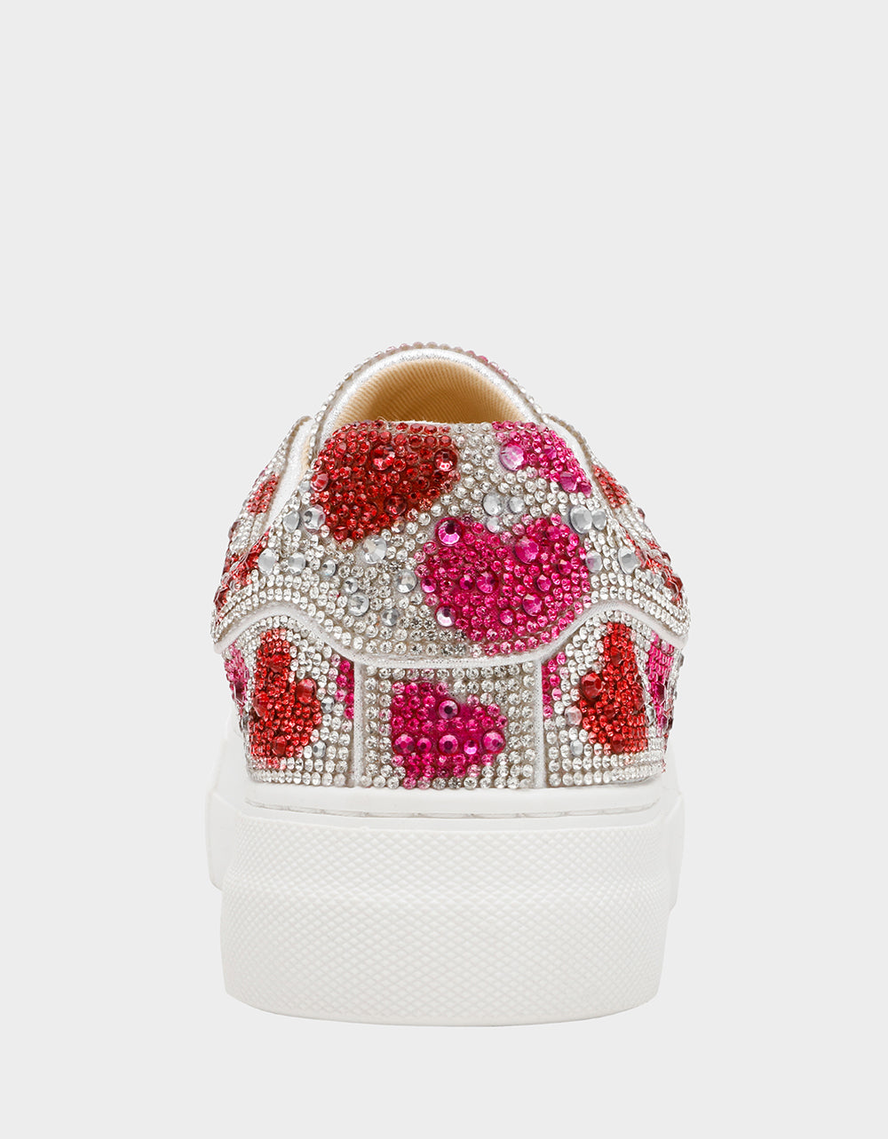 Betsey Johnson Popular | SIDNY RED/PINK HEARTS MULTI Women's Rhinestone Valentine's Day Heart Sneakers