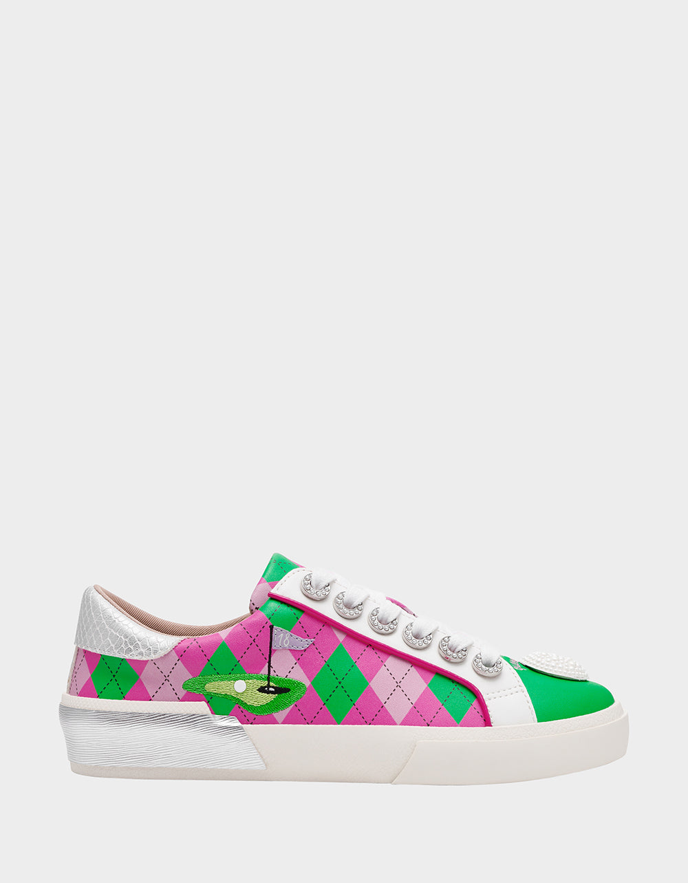 Betsey Johnson Special Offer | SHERRIE PINK/GREEN MULTI Women's Low-Top Lace-Up Sneaker