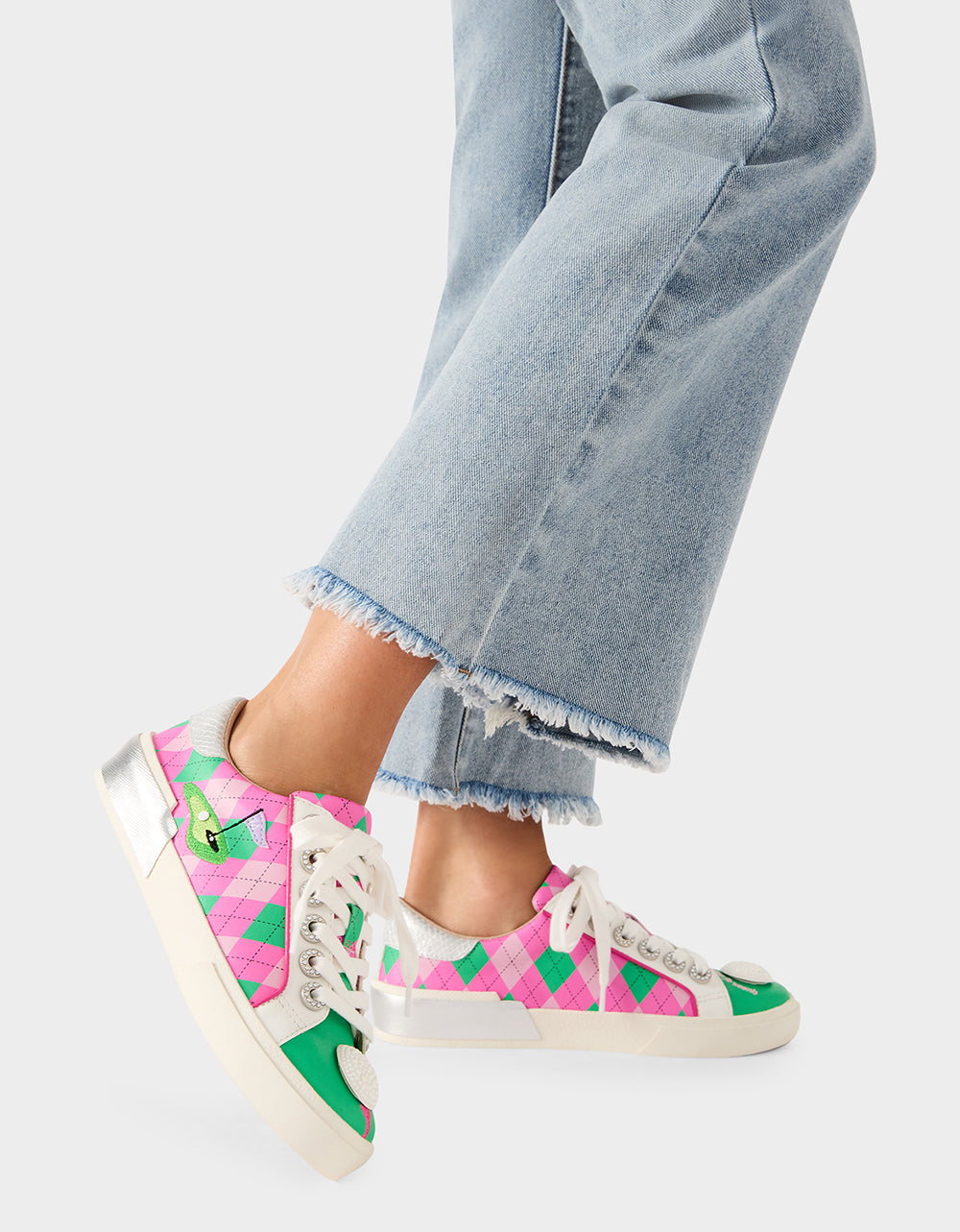 Betsey Johnson Special Offer | SHERRIE PINK/GREEN MULTI Women's Low-Top Lace-Up Sneaker