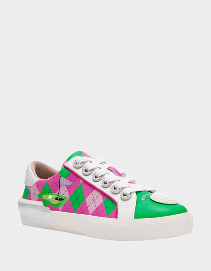 Betsey Johnson Special Offer | SHERRIE PINK/GREEN MULTI Women's Low-Top Lace-Up Sneaker
