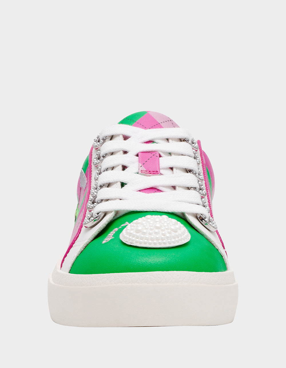 Betsey Johnson Special Offer | SHERRIE PINK/GREEN MULTI Women's Low-Top Lace-Up Sneaker
