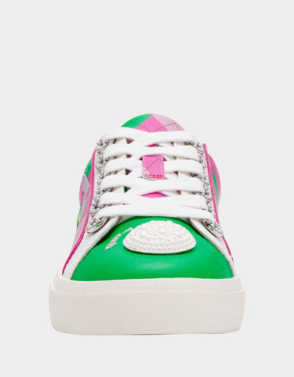 Betsey Johnson Special Offer | SHERRIE PINK/GREEN MULTI Women's Low-Top Lace-Up Sneaker