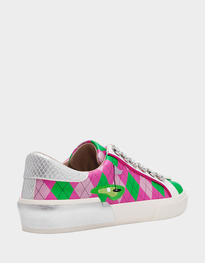Betsey Johnson Special Offer | SHERRIE PINK/GREEN MULTI Women's Low-Top Lace-Up Sneaker