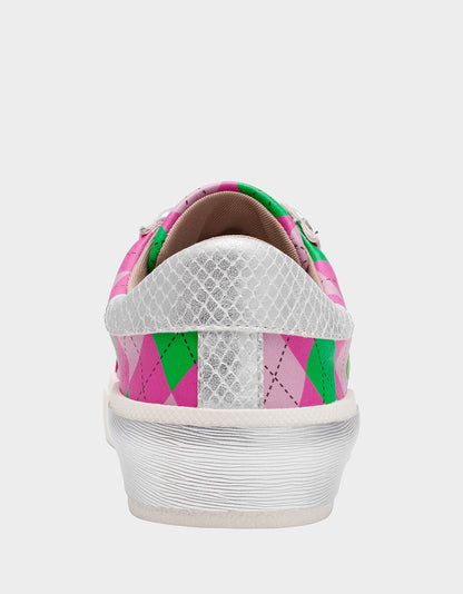 Betsey Johnson Special Offer | SHERRIE PINK/GREEN MULTI Women's Low-Top Lace-Up Sneaker