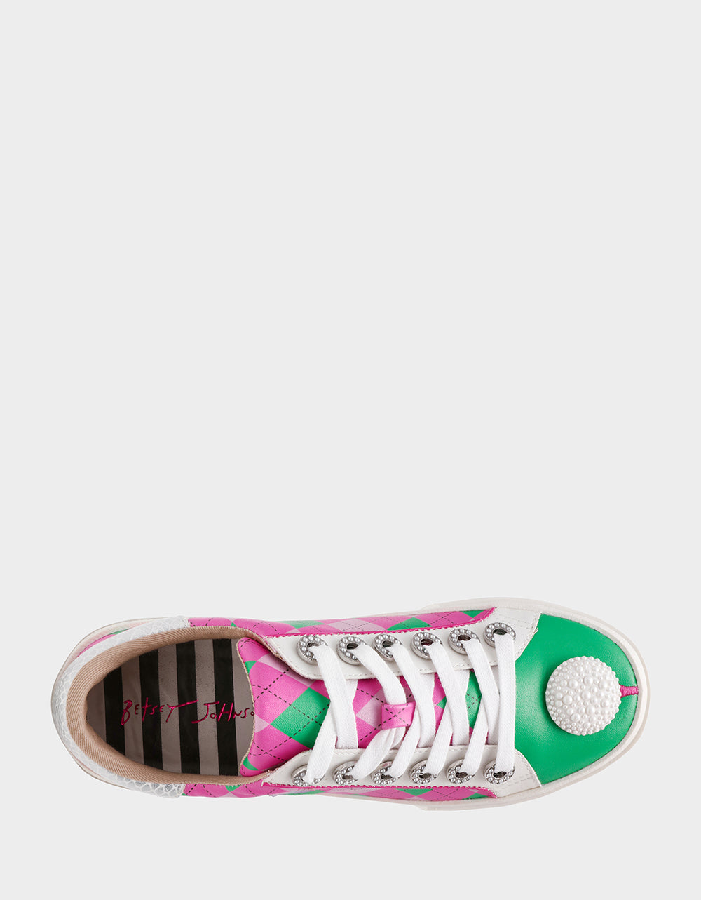Betsey Johnson Special Offer | SHERRIE PINK/GREEN MULTI Women's Low-Top Lace-Up Sneaker