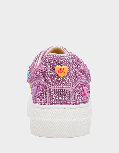 Betsey Johnson New | SIDNY PINK MULTI HEARTS Women's Rhinestone Candy Heart Sneaker