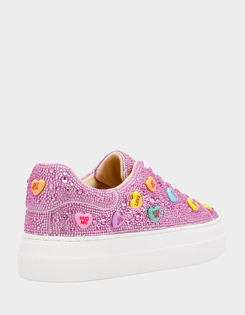 Betsey Johnson New | SIDNY PINK MULTI HEARTS Women's Rhinestone Candy Heart Sneaker