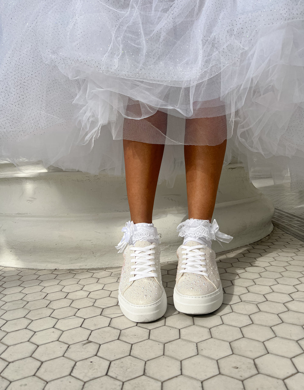 Betsey Johnson Featured | SB-SIDNY IVORY Pearl Sneaker