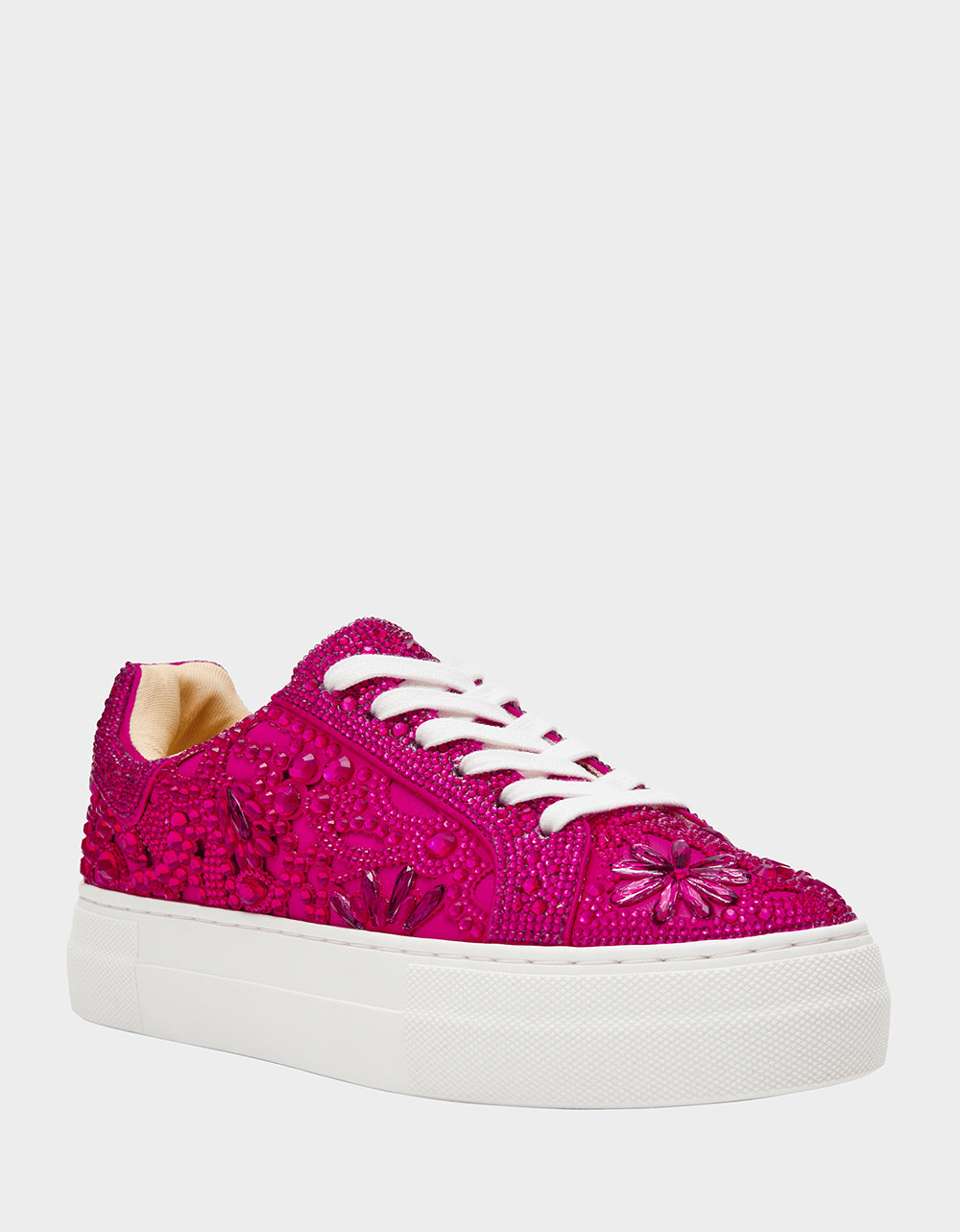 Betsey Johnson Best Seller | REILY Fuchsia Platform Low-Top Lace-Up Rhinestone Women's Sneaker