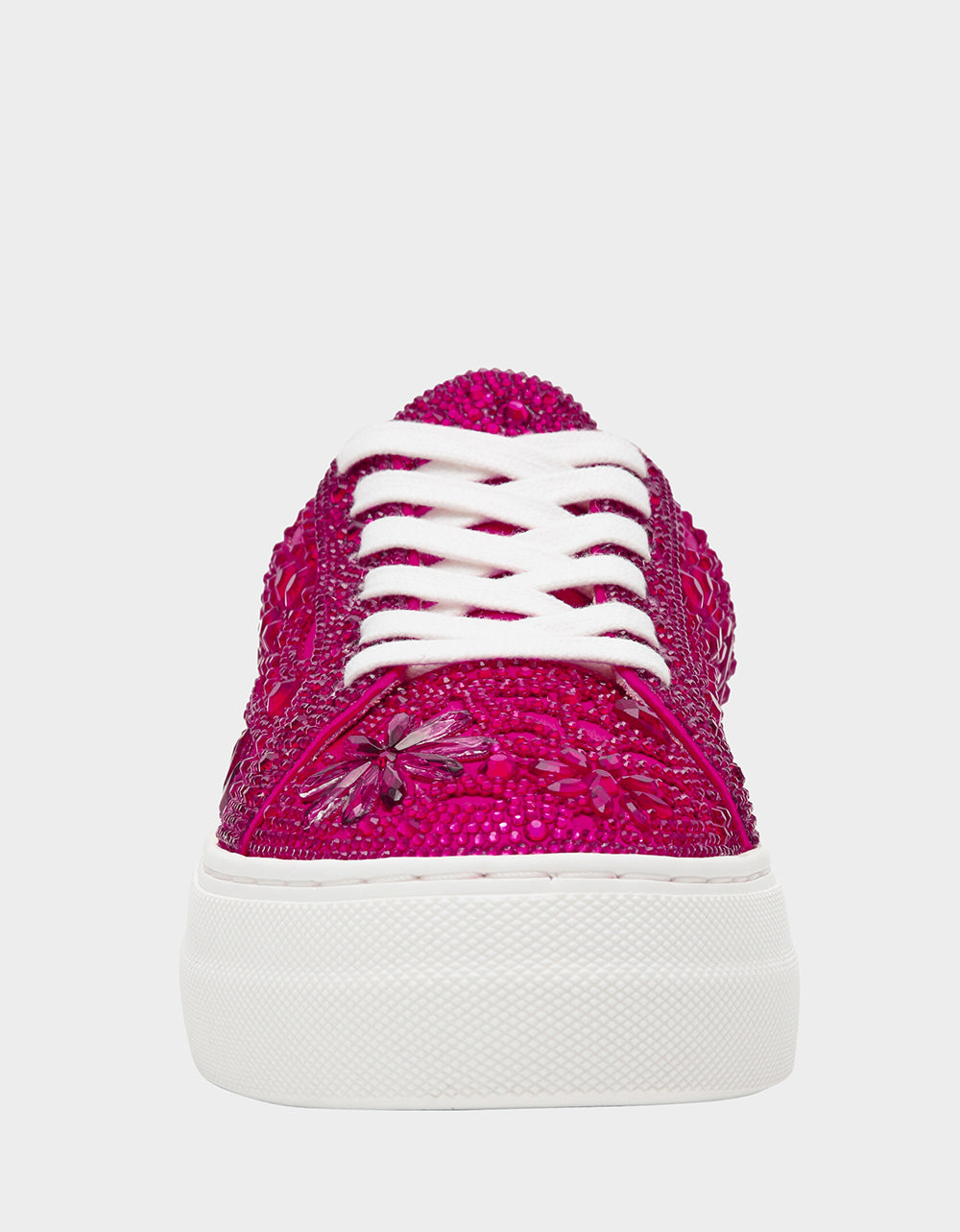 Betsey Johnson Best Seller | REILY Fuchsia Platform Low-Top Lace-Up Rhinestone Women's Sneaker