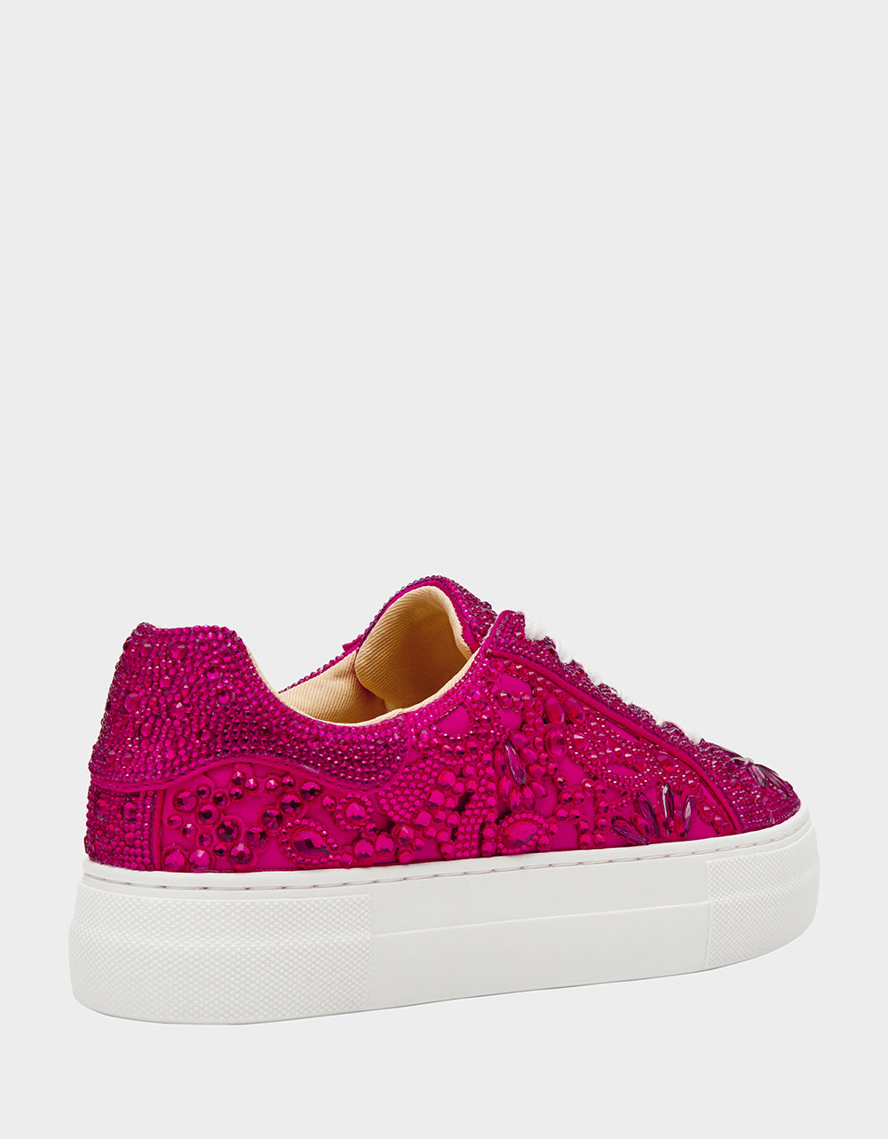 Betsey Johnson Best Seller | REILY Fuchsia Platform Low-Top Lace-Up Rhinestone Women's Sneaker