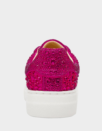 Betsey Johnson Best Seller | REILY Fuchsia Platform Low-Top Lace-Up Rhinestone Women's Sneaker